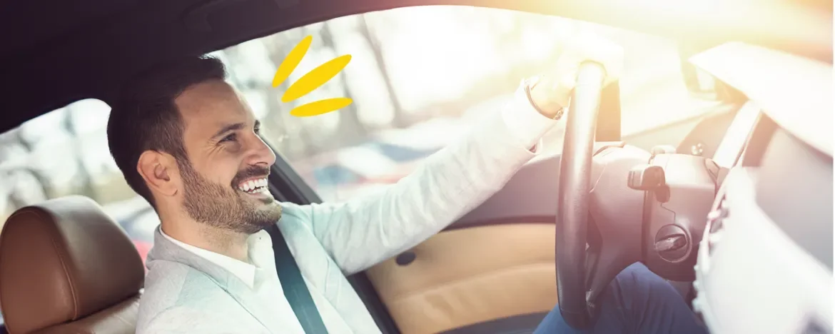 Man driving car
