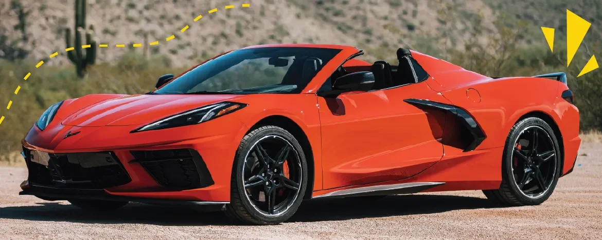 Chevrolet Corvette Stingray parked up in rural area