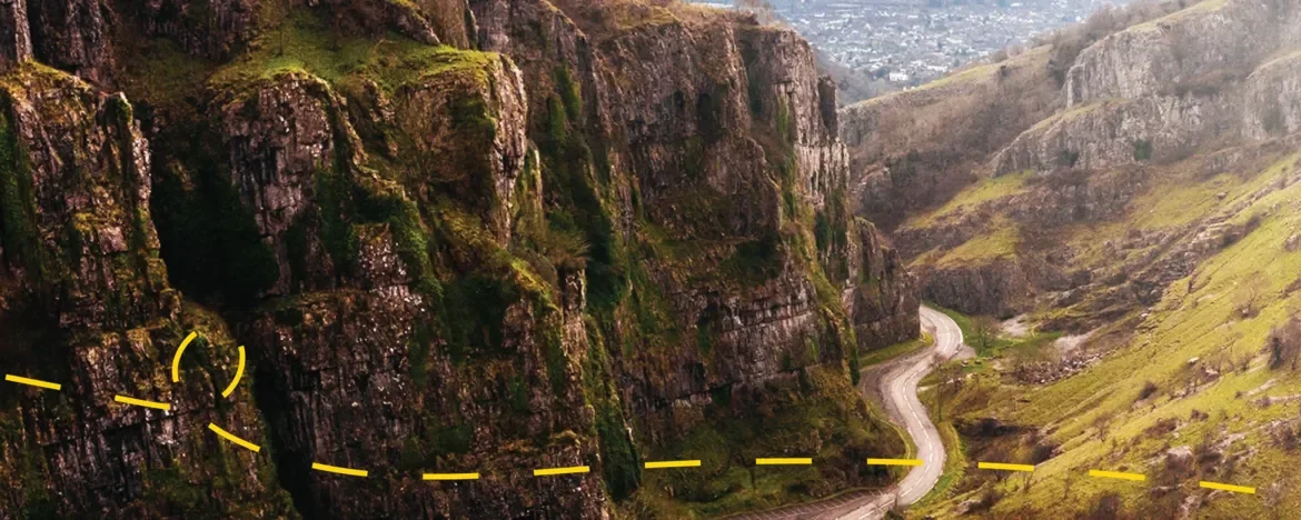 Winding road through Cheddar Gorge