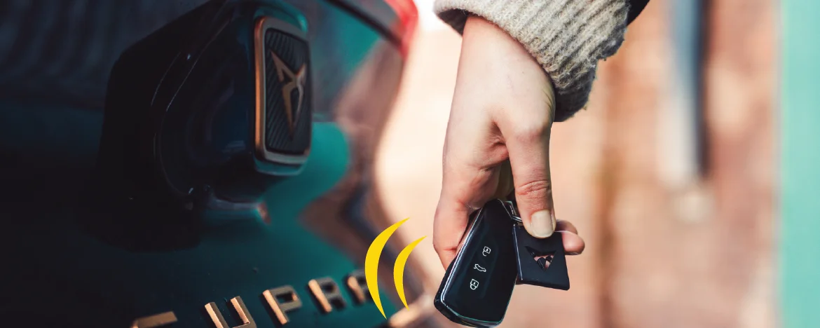Close up of car keys at rear of CUPRA Born
