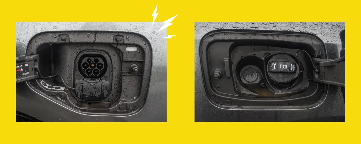 Audi Q3 e-hybrid charging port and fuel port