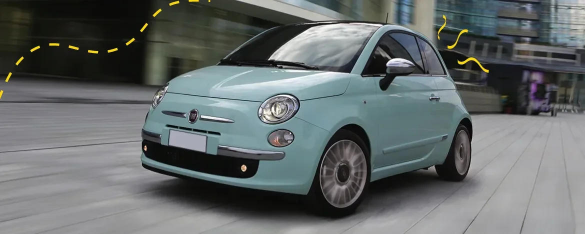 Fiat 500 with yellow accents