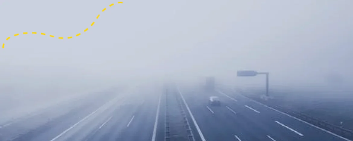 Motorway in heavy fog