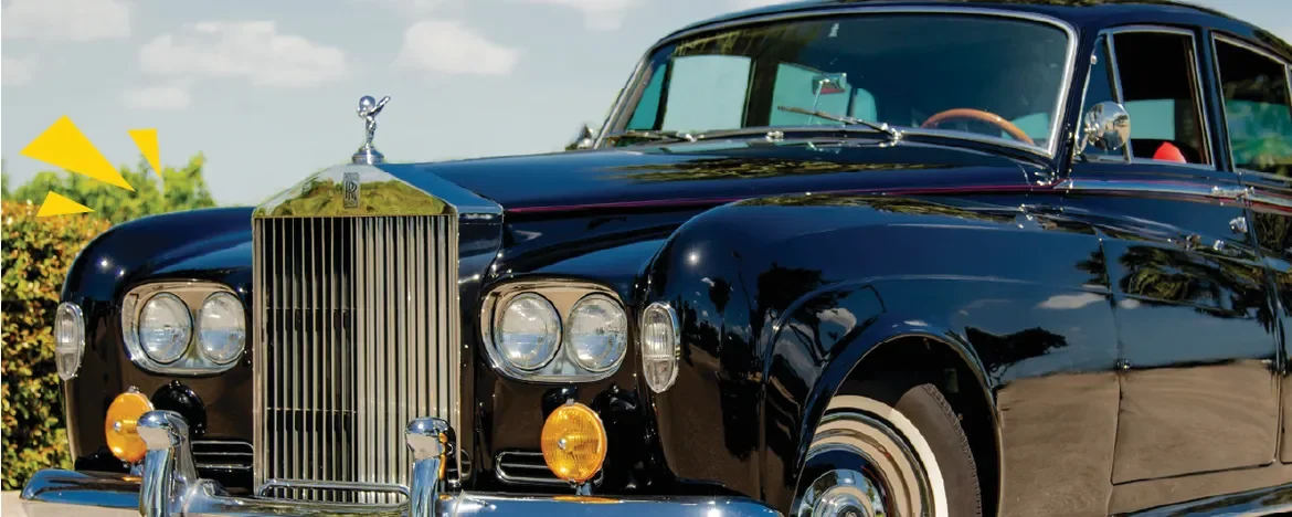 Classic Rolls Royce car with image accents