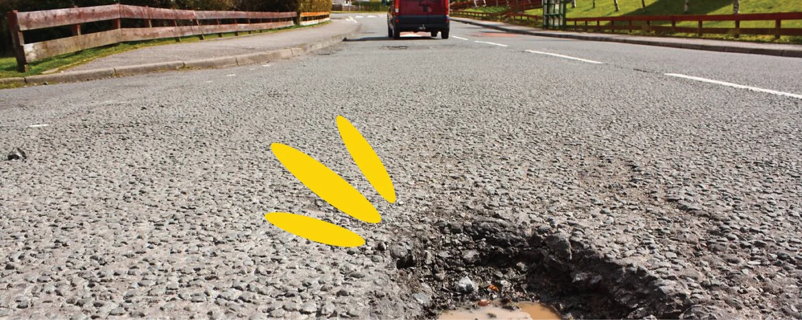 Big pothole on UK road