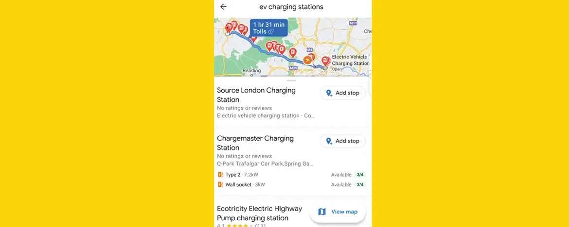 Google maps EV