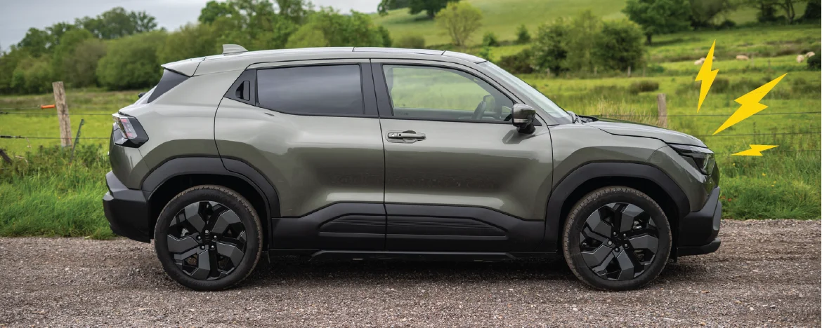 Side profile of the Suzuki e Vitara