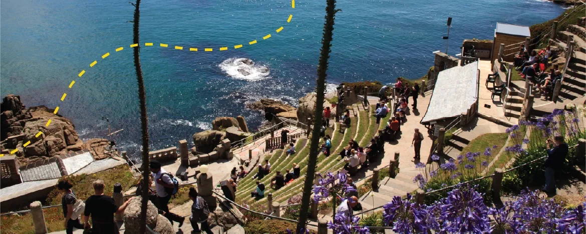 The Minack Theatre, with yellow accents