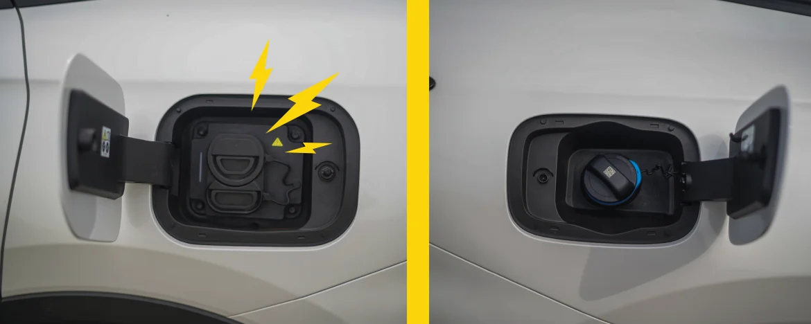 OMODA 9 fuel and charging port
