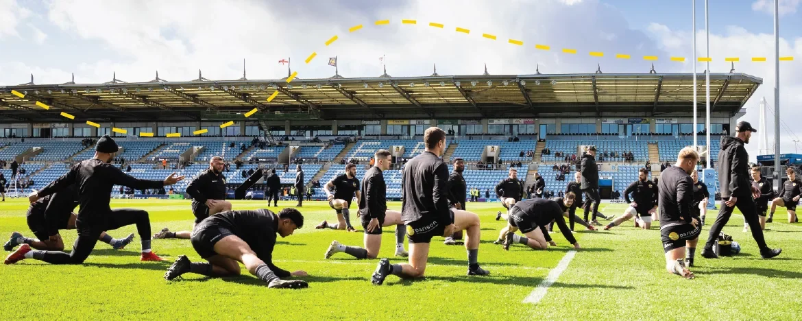 Rugby players warming up