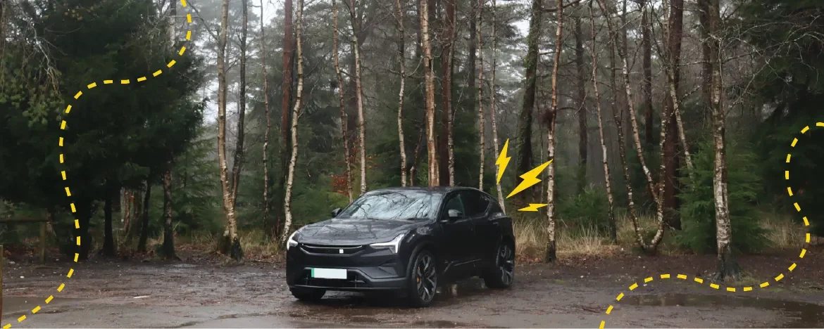 Polestar 3 in a wood with image accents