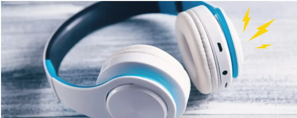 White and blue over the head headphones