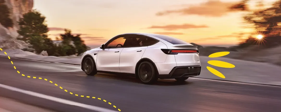 New Tesla Model Y driving