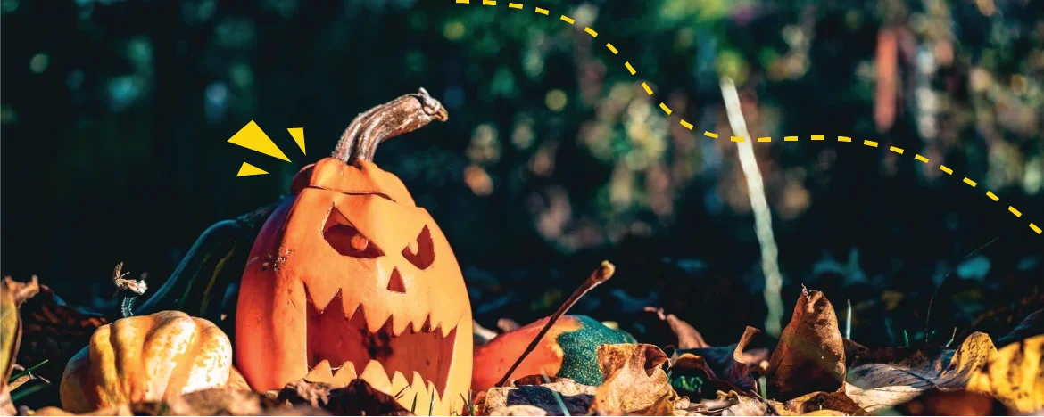 carved pumpkins with evil face