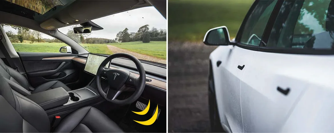 2021 Tesla Model 3 interior and door handles