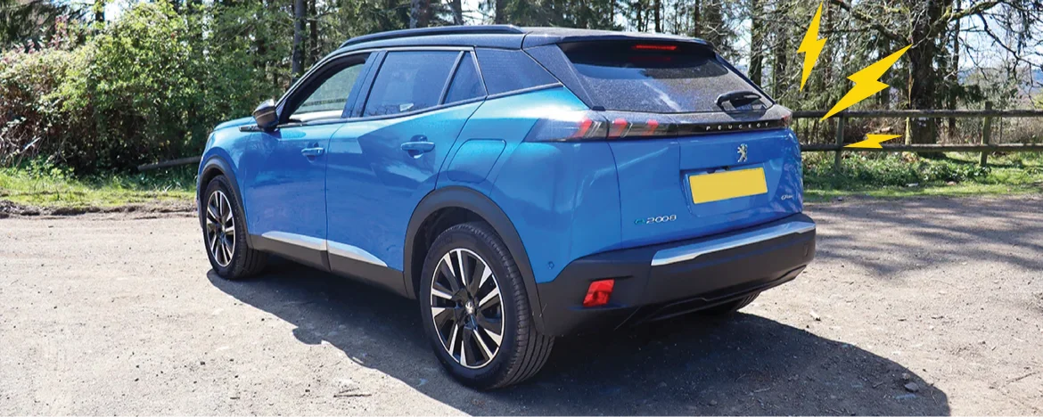 Peugeot E-2008 parked rear angle