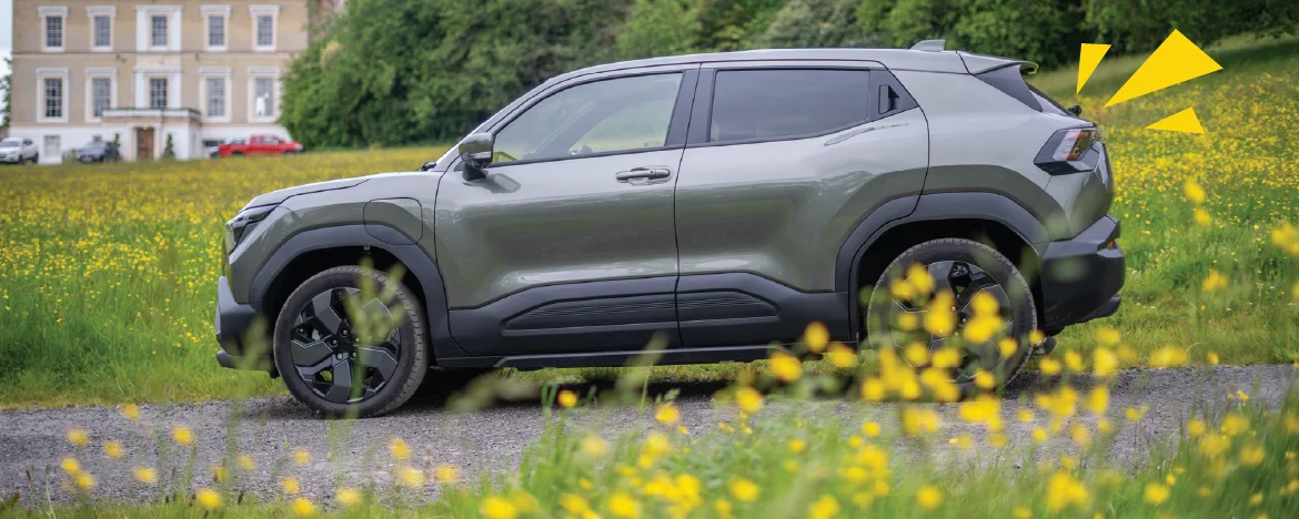 Side view of the Suzuki e Vitara