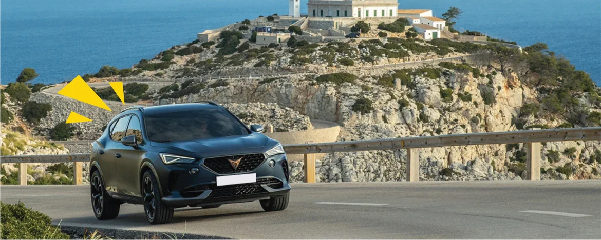 Cupra Formentor driving on Cap De Formentor