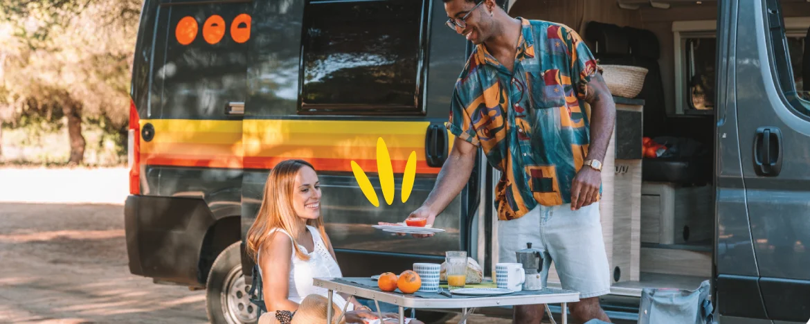 Eating outside of a van