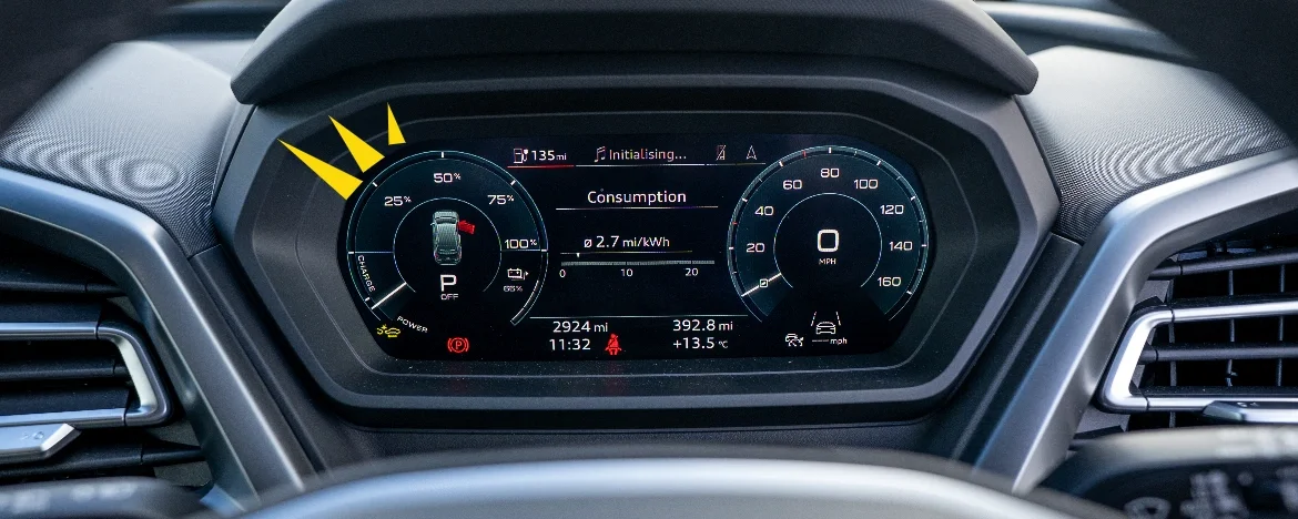 Close up of a drivers display