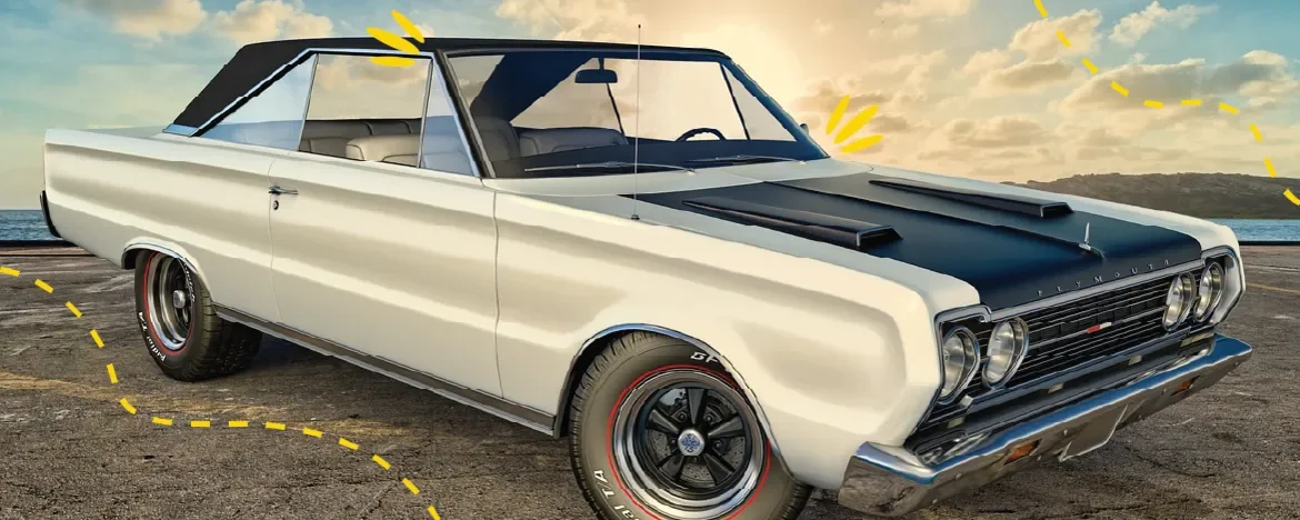 old car with thin a-pillars