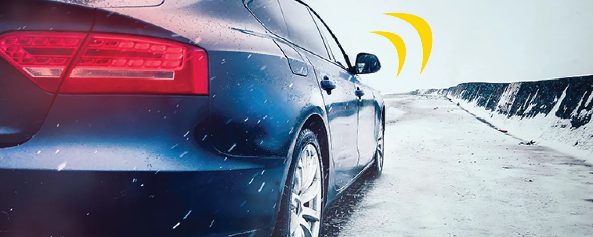 car driving in icy conditions