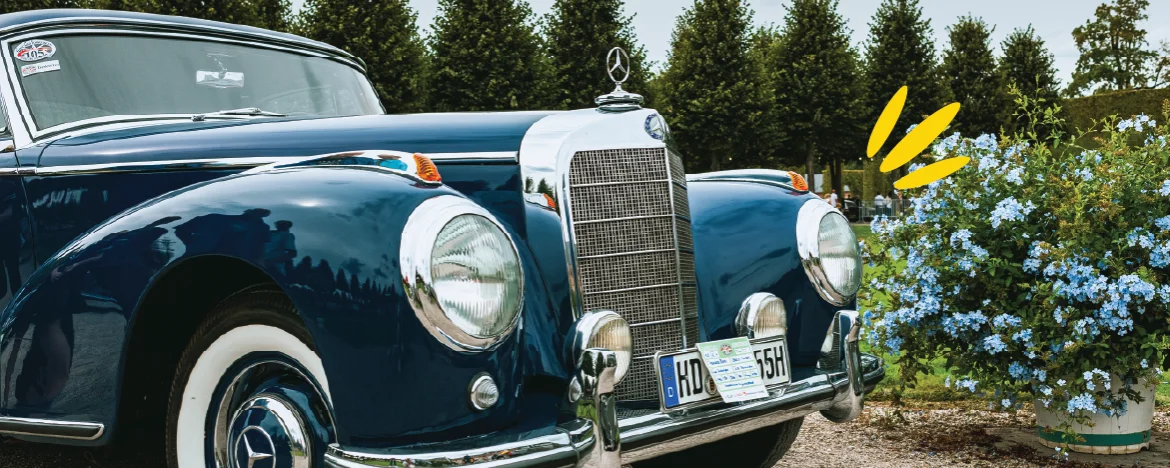 Classic car parked on driveway
