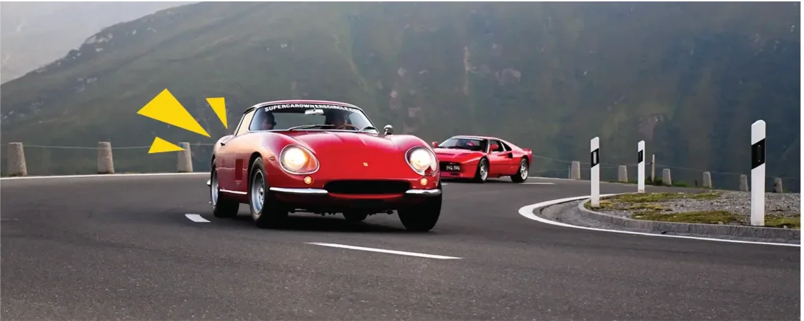 Vintage Ferrari on a road