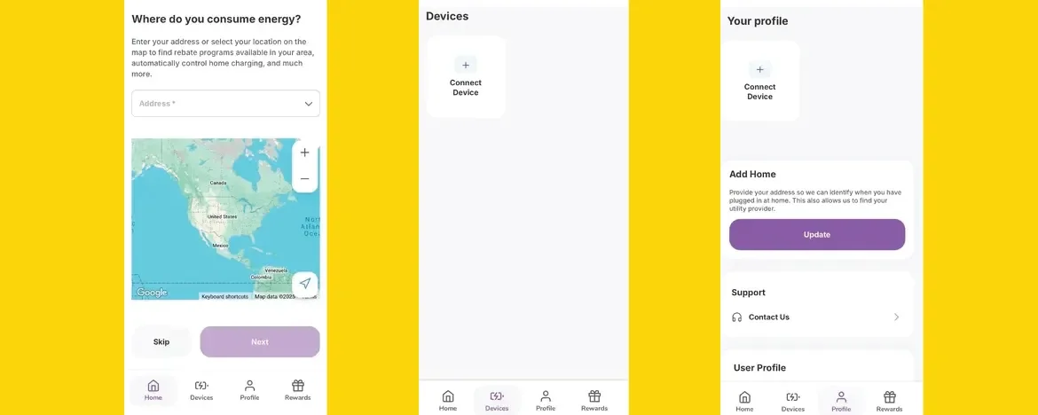 Screenshots from Optiwatt app