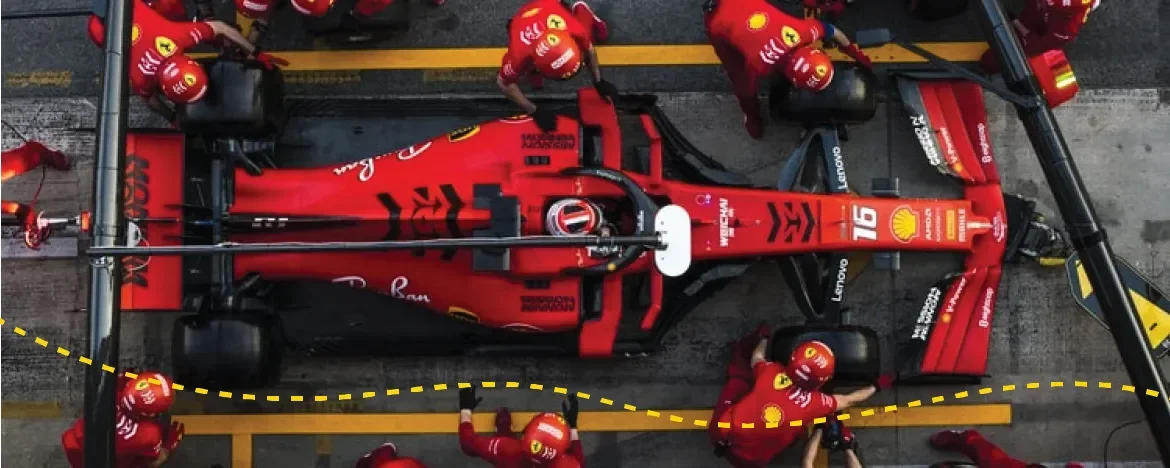F1 car in the pits