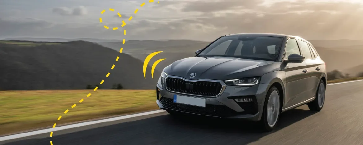 SKODA Scala driving in countryside