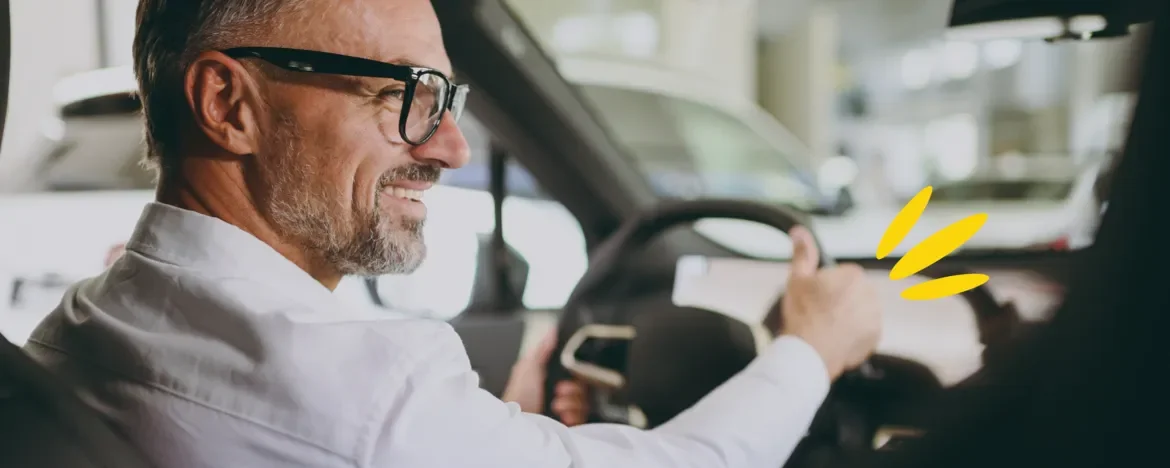 Man driving car