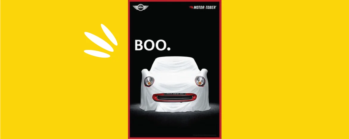MINI dressed as ghost ad