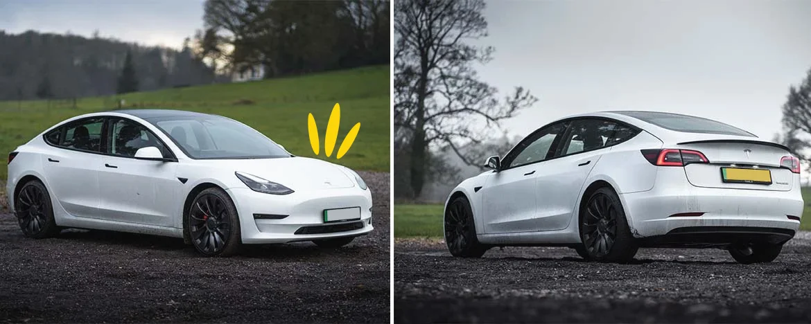 2021 Tesla Model 3 two angles