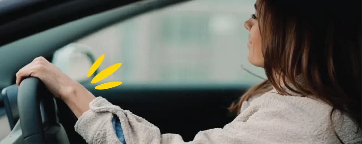 Woman driving car