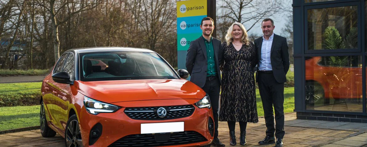 Carparison's senior management team outside Exeter office