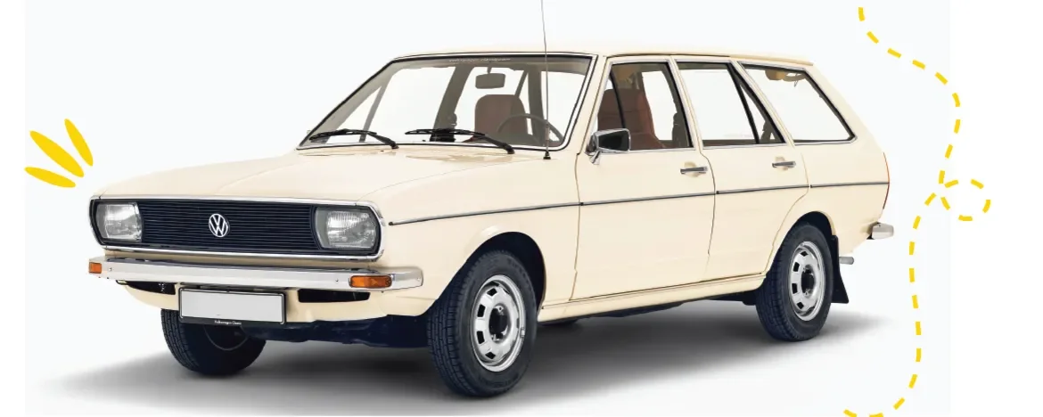 Heritage Volvo estate car with yellow accents