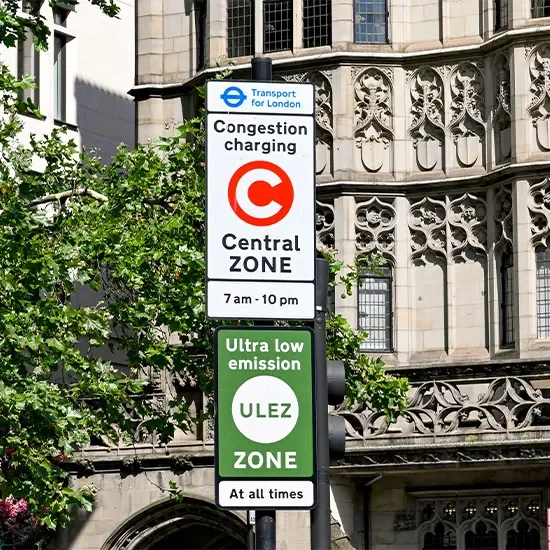 London ULEZ and Congestion Zone signage