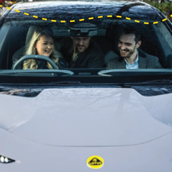 Business employees sat in EV