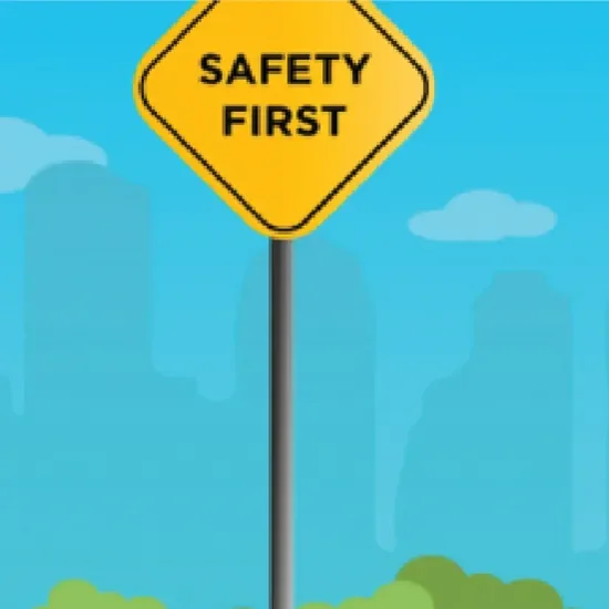 safety first road sign
