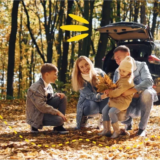 Family with car
