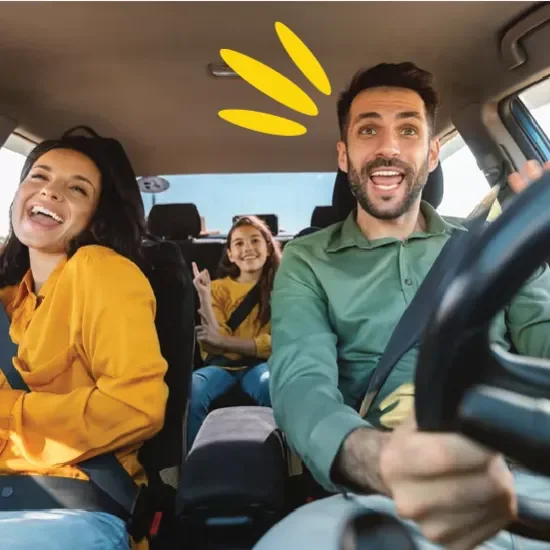 Family in car driving