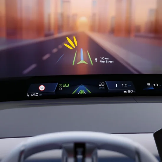 head up display on windscreen