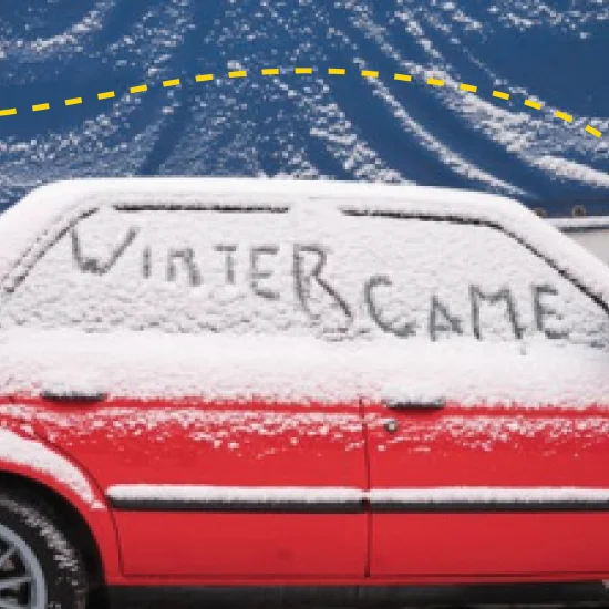 Snow covered car