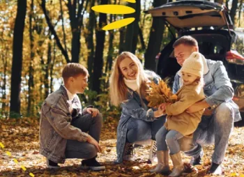 Family with car